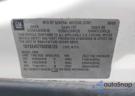 2008 Cadillac Srx V6 z USA, uszkodzony, nr VIN 1GYEE437780206123